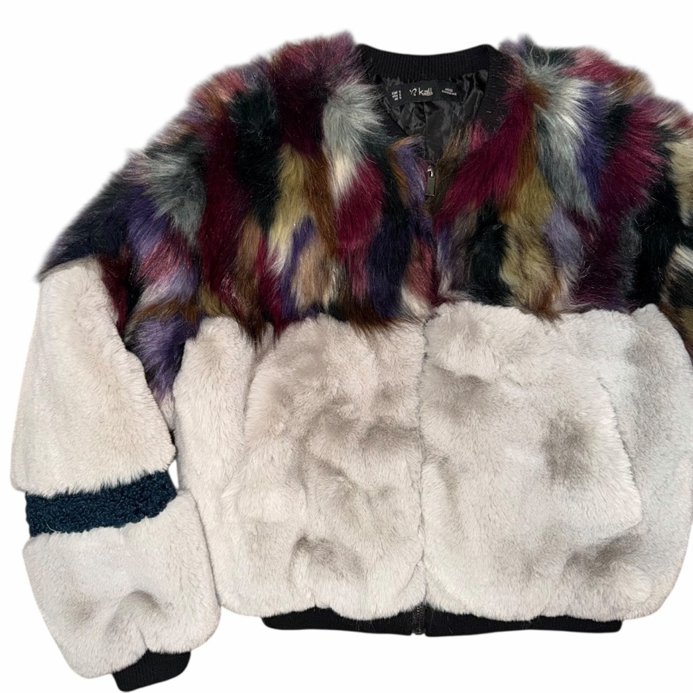 K.Zell‎ faux fur multicolored bomber size Small